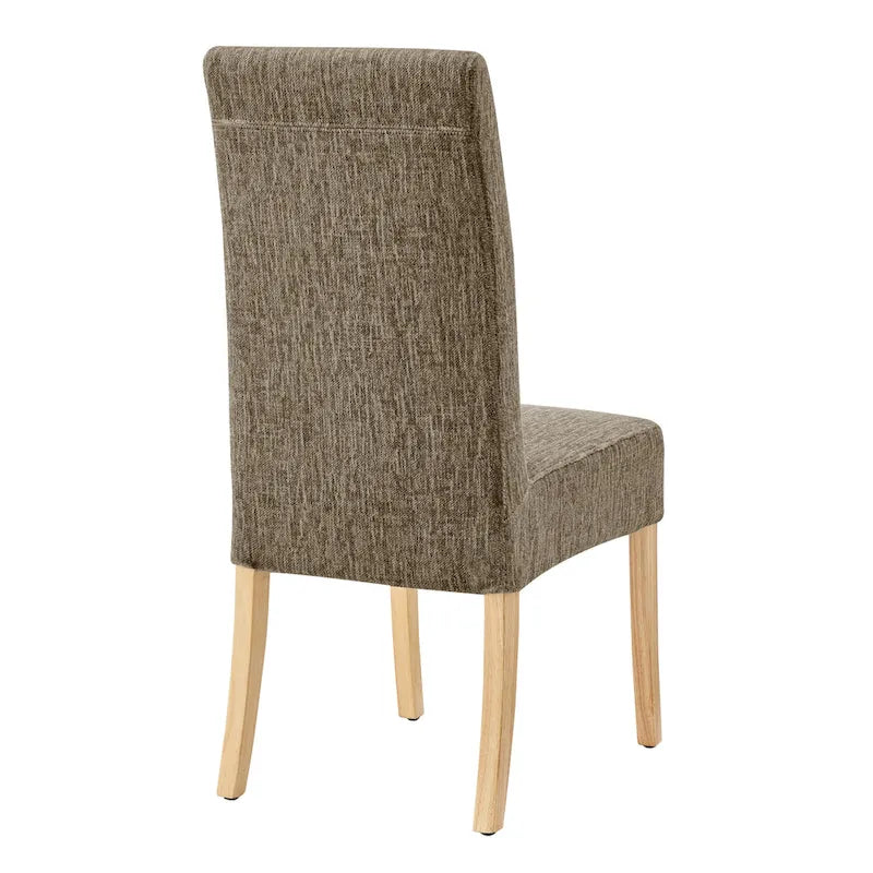 Lot de 2 chaises de salle à manger droites en tissu | Revêtement beige | Pieds évasés | Entièrement assemblées