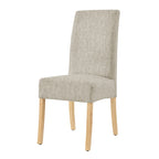 Lot de 2 chaises de salle à manger droites en tissu | Revêtement beige | Pieds évasés | Entièrement assemblées