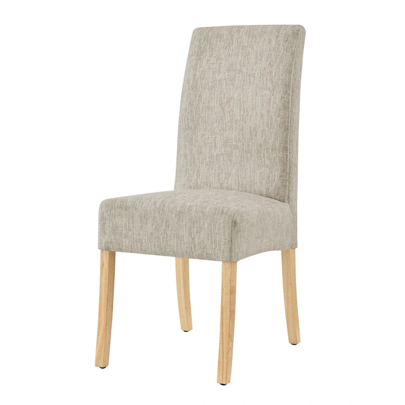 Lot de 2 chaises de salle à manger droites en tissu | Revêtement beige | Pieds évasés | Entièrement assemblées