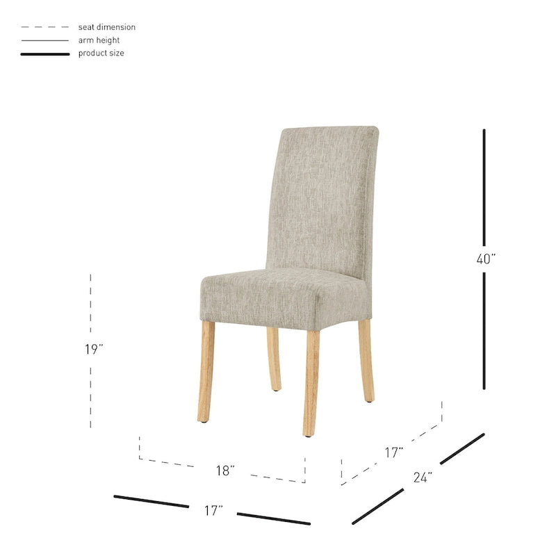 Lot de 2 chaises de salle à manger droites en tissu | Revêtement beige | Pieds évasés | Entièrement assemblées