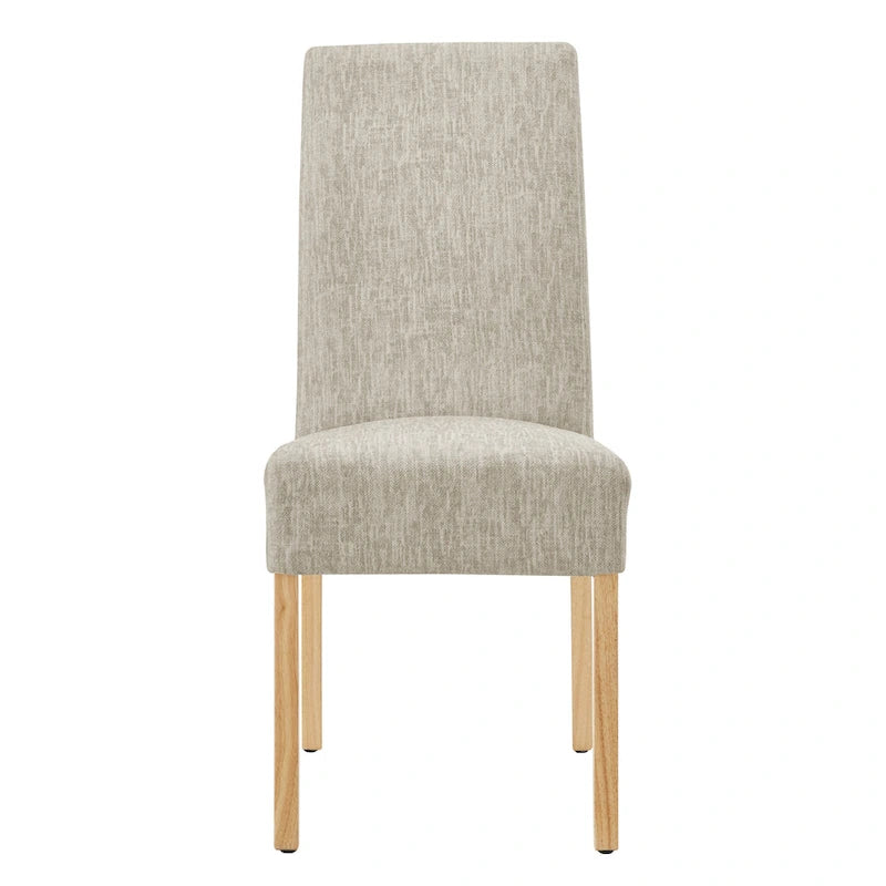 Lot de 2 chaises de salle à manger droites en tissu | Revêtement beige | Pieds évasés | Entièrement assemblées