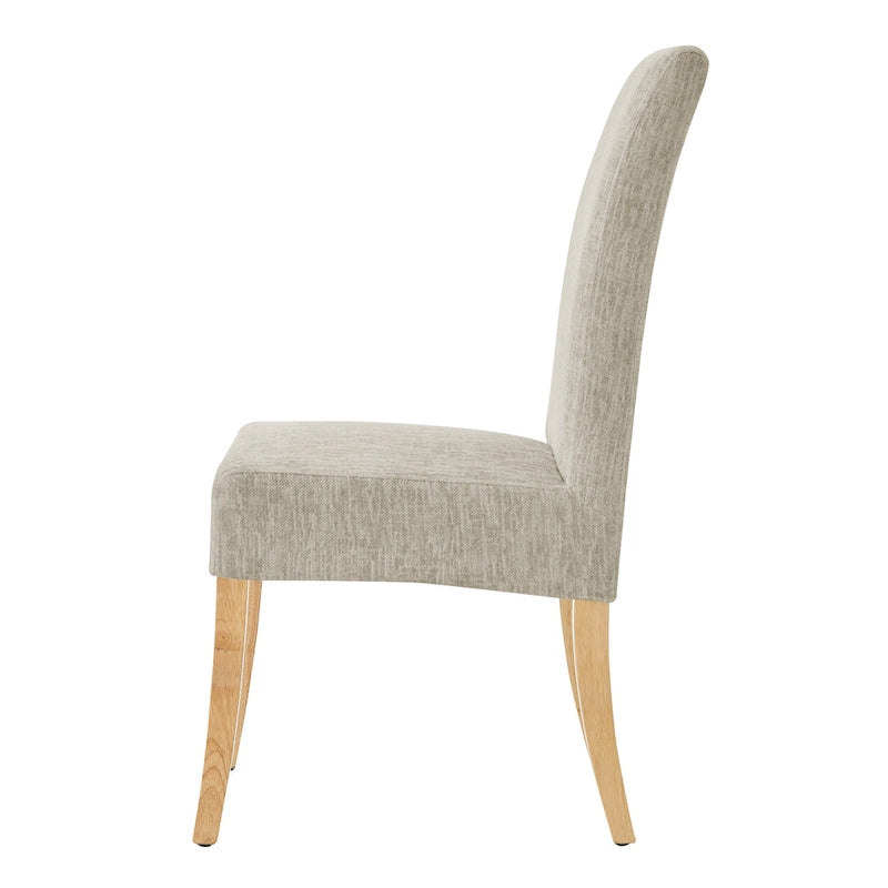 Lot de 2 chaises de salle à manger droites en tissu | Revêtement beige | Pieds évasés | Entièrement assemblées