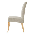 Lot de 2 chaises de salle à manger droites en tissu | Revêtement beige | Pieds évasés | Entièrement assemblées