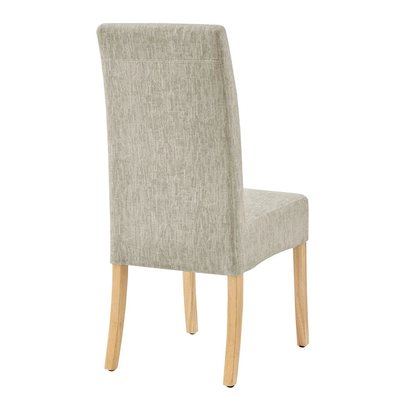 Lot de 2 chaises de salle à manger droites en tissu | Revêtement beige | Pieds évasés | Entièrement assemblées