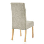 Lot de 2 chaises de salle à manger droites en tissu | Revêtement beige | Pieds évasés | Entièrement assemblées