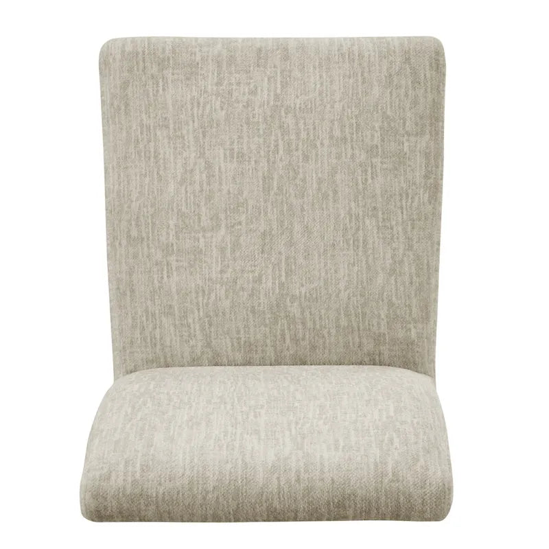 Lot de 2 chaises de salle à manger droites en tissu | Revêtement beige | Pieds évasés | Entièrement assemblées