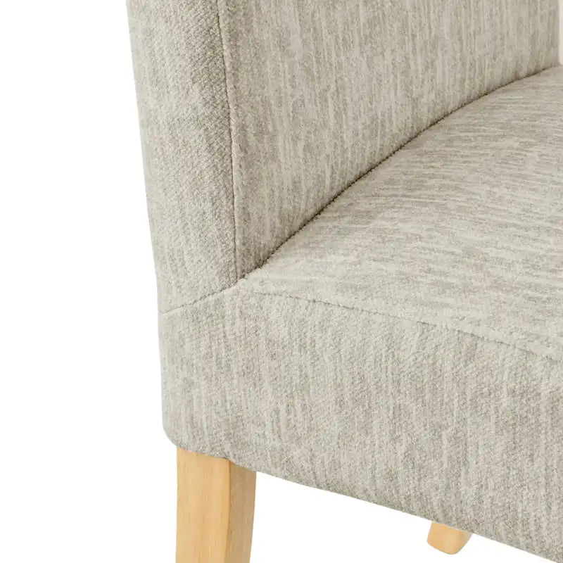 Lot de 2 chaises de salle à manger droites en tissu | Revêtement beige | Pieds évasés | Entièrement assemblées
