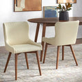 Chaises de salle à manger capitonnées à oreilles de style milieu de siècle, lot de 2 | Similicuir ou Lin | Pieds Noyer | H 82,5 cm