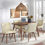 Chaises de salle à manger capitonnées à oreilles de style milieu de siècle, lot de 2 | Similicuir ou Lin | Pieds Noyer | H 82,5 cm
