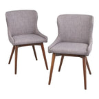 Chaises de salle à manger capitonnées à oreilles de style milieu de siècle, lot de 2 | Similicuir ou Lin | Pieds Noyer | H 82,5 cm