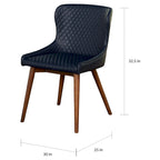 Chaises de salle à manger capitonnées à oreilles de style milieu de siècle, lot de 2 | Similicuir ou Lin | Pieds Noyer | H 82,5 cm