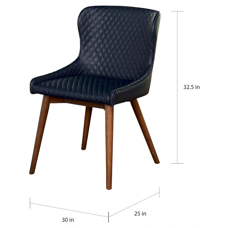 Chaises de salle à manger capitonnées à oreilles de style milieu de siècle, lot de 2 | Similicuir ou Lin | Pieds Noyer | H 82,5 cm