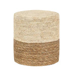 Pouf ottoman tressé main en massette naturelle, lot de 2 | Cadre en bois | 136 kg | 30 cm de diamètre | Polyvalent