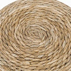 Pouf ottoman tressé main en massette naturelle, lot de 2 | Cadre en bois | 136 kg | 30 cm de diamètre | Polyvalent