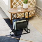 Tables d'appoint ovales étroites, lot de 2 tables d'extrémité avec rangement organisateur