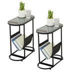 Tables d'appoint ovales étroites, lot de 2 tables d'extrémité avec rangement organisateur