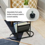 Tables d'appoint ovales étroites, lot de 2 tables d'extrémité avec rangement organisateur