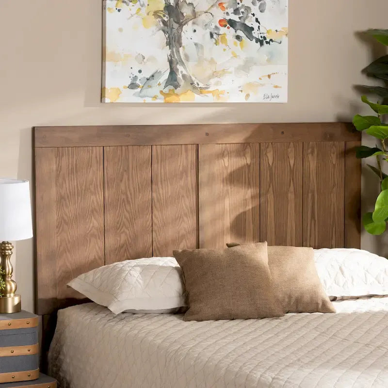 Tête de lit en bois à lattes couleur noyer cendré de transition | Bois d'hévéa | 5 options de hauteur | Taille jumeau