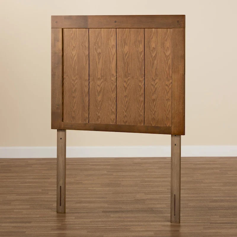 Tête de lit en bois à lattes couleur noyer cendré de transition | Bois d'hévéa | 5 options de hauteur | Taille jumeau