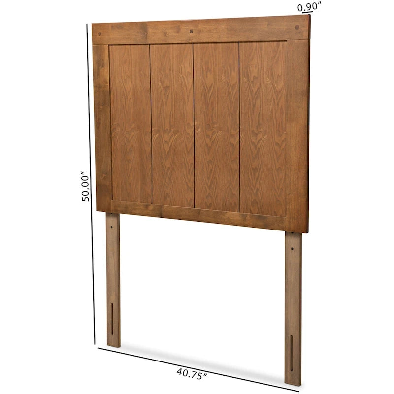 Tête de lit en bois à lattes couleur noyer cendré de transition | Bois d'hévéa | 5 options de hauteur | Taille jumeau