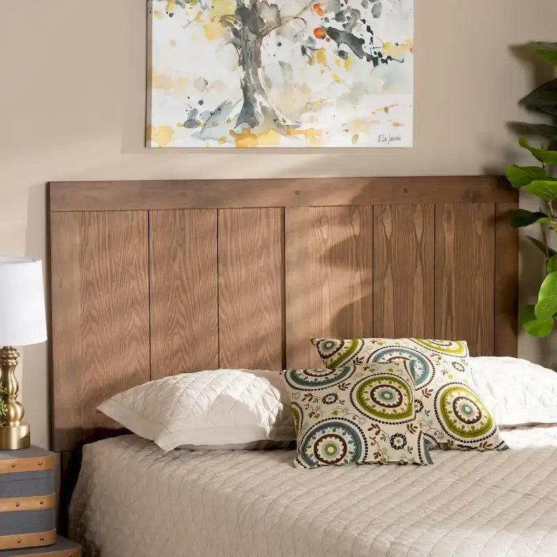 Tête de lit en bois à lattes couleur noyer cendré de transition | Bois d'hévéa | 5 options de hauteur | Taille jumeau