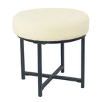 Pouffe rond en fausse peau de mouton | Crème | Base en métal noir mat | Hauteur d'assise 45,7 cm | Nettoyage des taches
