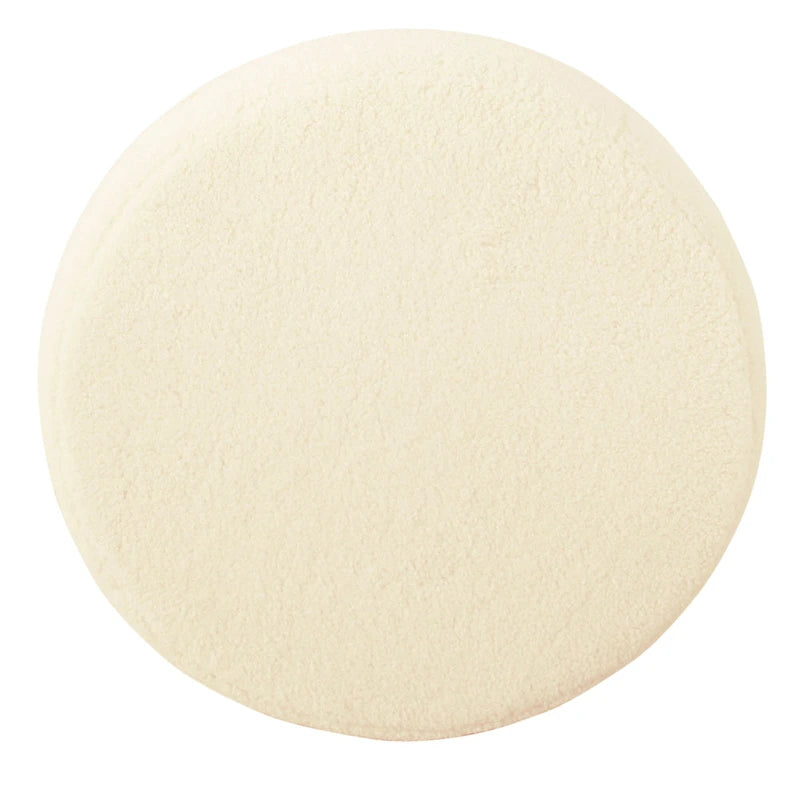 Pouffe rond en fausse peau de mouton | Crème | Base en métal noir mat | Hauteur d'assise 45,7 cm | Nettoyage des taches