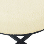 Pouffe rond en fausse peau de mouton | Crème | Base en métal noir mat | Hauteur d'assise 45,7 cm | Nettoyage des taches