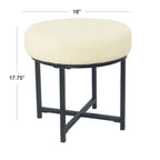 Pouffe rond en fausse peau de mouton | Crème | Base en métal noir mat | Hauteur d'assise 45,7 cm | Nettoyage des taches