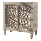 Meuble d'appoint en bois floral blanc | 3 étagères | 2 portes | Finition vieillie | Style ferme | 81 cm L