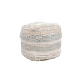Pouf ottoman en coton tressé | 50 cm | Beige | Texture shaggy | Intérieur | Garantie 6 mois