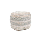 Pouf ottoman en coton tressé | 50 cm | Beige | Texture shaggy | Intérieur | Garantie 6 mois
