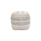Pouf ottoman en coton tressé | 50 cm | Beige | Texture shaggy | Intérieur | Garantie 6 mois