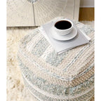 Pouf ottoman en coton tressé | 50 cm | Beige | Texture shaggy | Intérieur | Garantie 6 mois