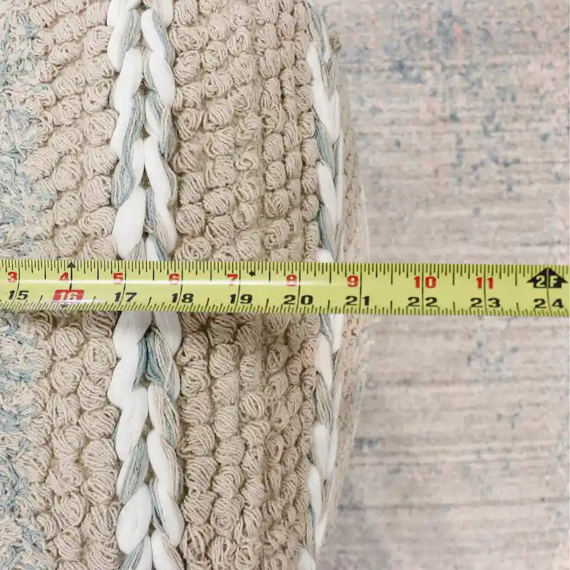 Pouf ottoman en coton tressé | 50 cm | Beige | Texture shaggy | Intérieur | Garantie 6 mois