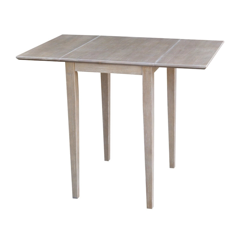 Ensemble de salle à manger 3 pièces avec abattants | Plateau en bois massif façon billot | Pieds Shaker | Gris-taupe délavé