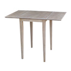 Ensemble de salle à manger 3 pièces avec abattants | Plateau en bois massif façon billot | Pieds Shaker | Gris-taupe délavé