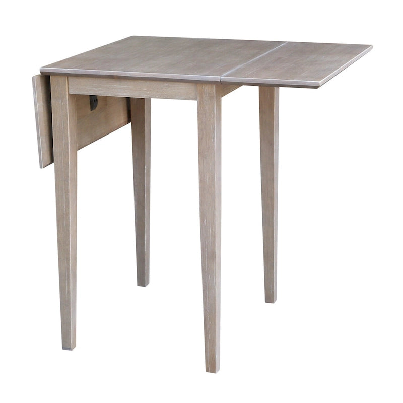Ensemble de salle à manger 3 pièces avec abattants | Plateau en bois massif façon billot | Pieds Shaker | Gris-taupe délavé