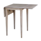 Ensemble de salle à manger 3 pièces avec abattants | Plateau en bois massif façon billot | Pieds Shaker | Gris-taupe délavé