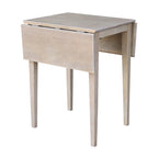 Ensemble de salle à manger 3 pièces avec abattants | Plateau en bois massif façon billot | Pieds Shaker | Gris-taupe délavé