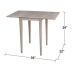 Ensemble de salle à manger 3 pièces avec abattants | Plateau en bois massif façon billot | Pieds Shaker | Gris-taupe délavé