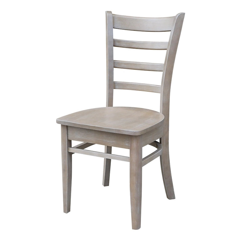 Ensemble de salle à manger 3 pièces avec abattants | Plateau en bois massif façon billot | Pieds Shaker | Gris-taupe délavé