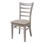 Ensemble de salle à manger 3 pièces avec abattants | Plateau en bois massif façon billot | Pieds Shaker | Gris-taupe délavé