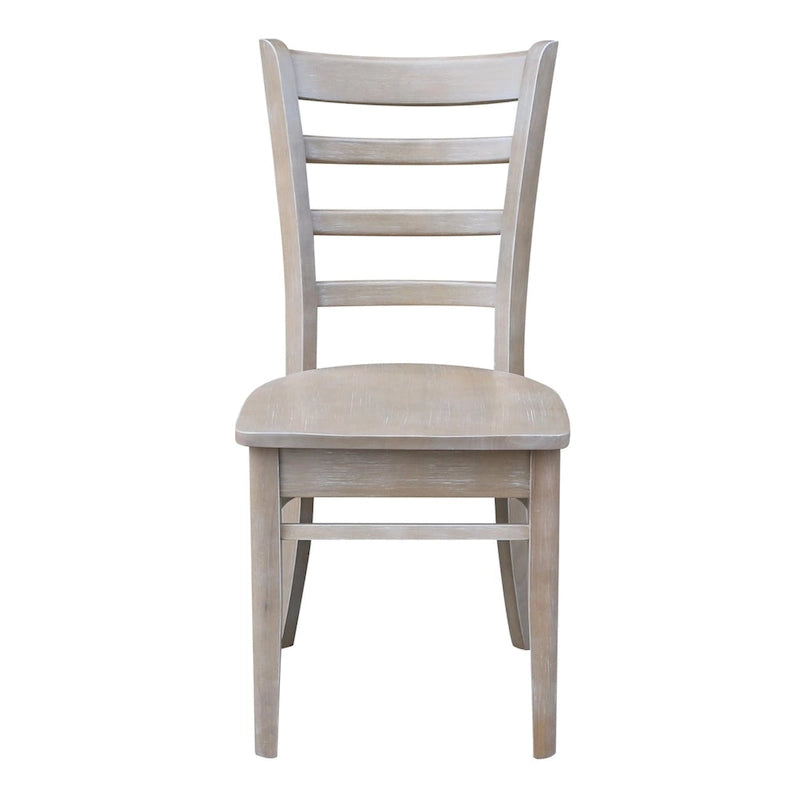 Ensemble de salle à manger 3 pièces avec abattants | Plateau en bois massif façon billot | Pieds Shaker | Gris-taupe délavé