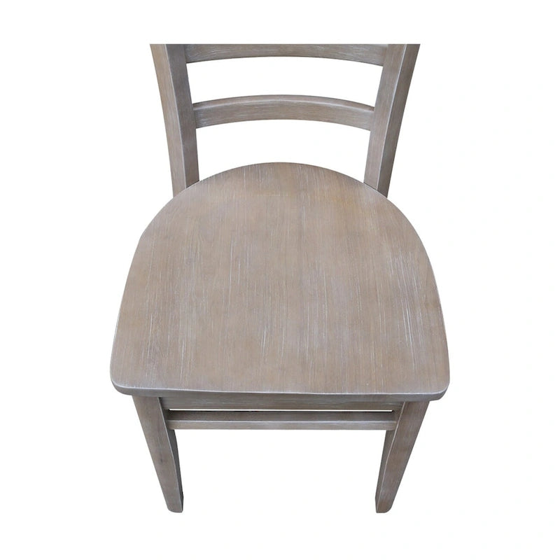 Ensemble de salle à manger 3 pièces avec abattants | Plateau en bois massif façon billot | Pieds Shaker | Gris-taupe délavé