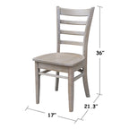 Ensemble de salle à manger 3 pièces avec abattants | Plateau en bois massif façon billot | Pieds Shaker | Gris-taupe délavé
