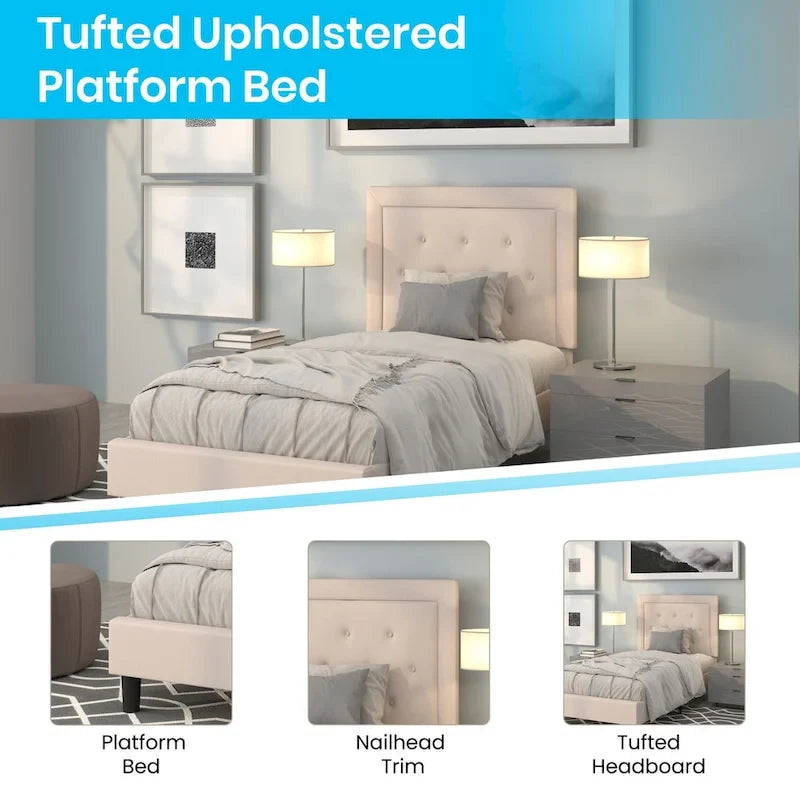 Lit plateforme capitonné avec matelas à ressorts ensachés de 25 cm