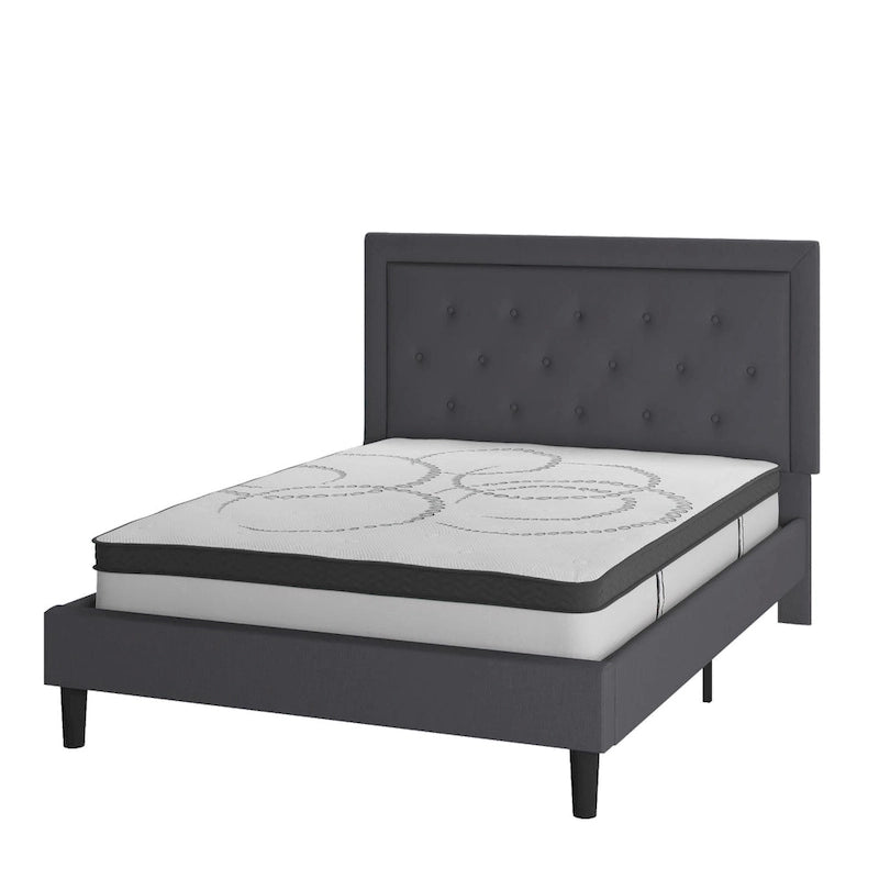 Lit plateforme capitonné avec matelas à ressorts ensachés de 25 cm