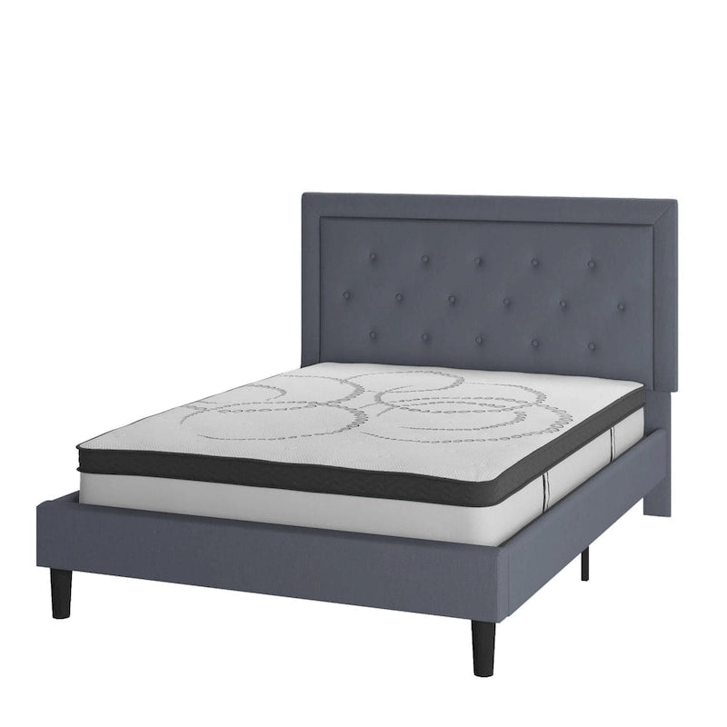 Lit plateforme capitonné avec matelas à ressorts ensachés de 25 cm