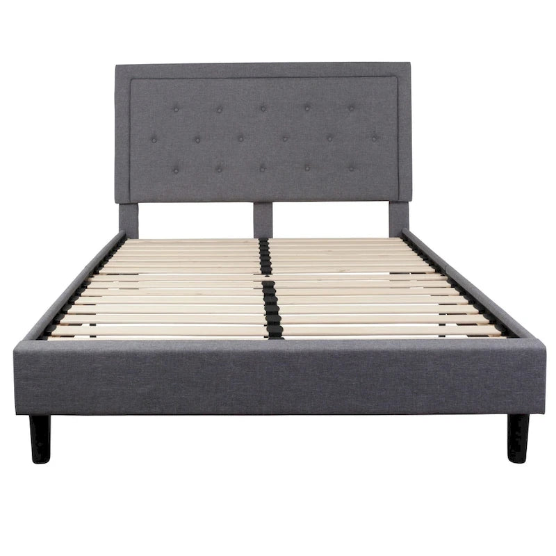 Lit plateforme capitonné avec matelas à ressorts ensachés de 25 cm
